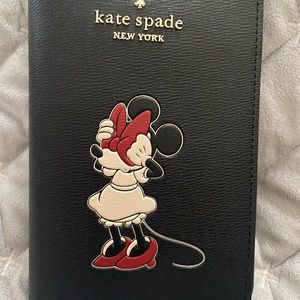 Disney X Kate Spade New York Passport Holder Black K9528 w/CC slips Minnie Mouse